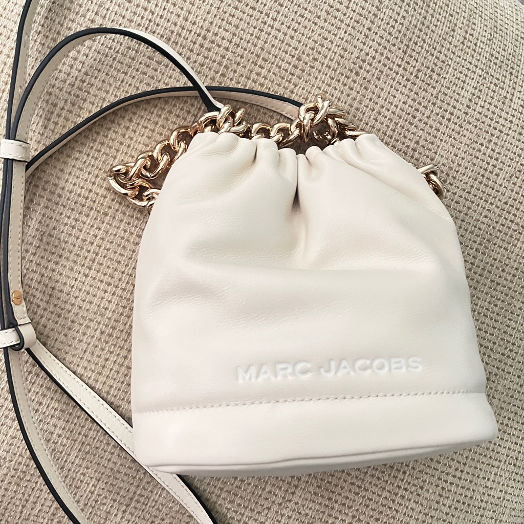 Marc Jacobs White Leather Drawstring Bag